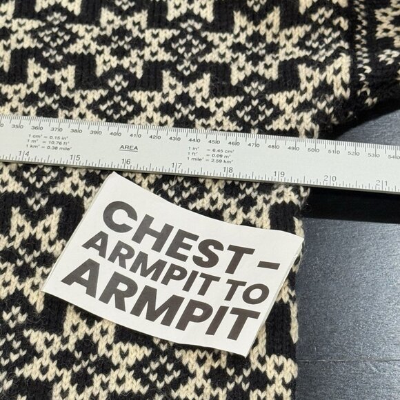 VTG VOSS Norwegian 100% Wool Ski Fair Isle Nordic Black Sweater Womens Medium - Picture 8 of 9